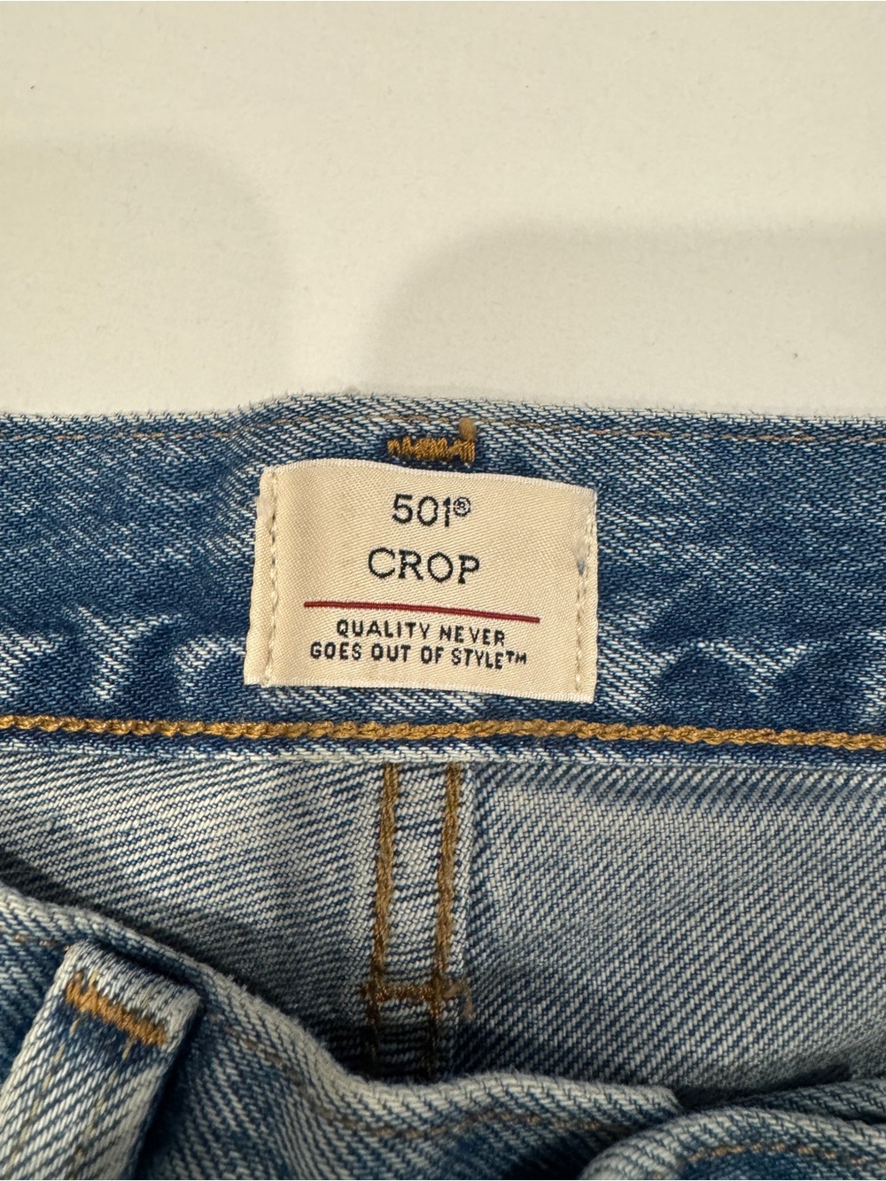 Levi’s Premium 501 Original Cropped Selvedge Jeans Women 24 Medium Wash - Picture 6 of 9